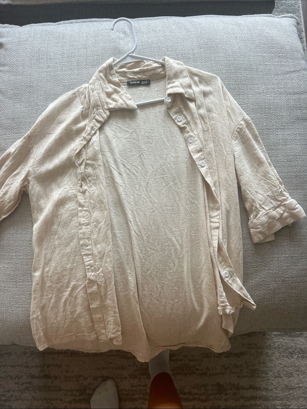SHEIN Cream Lightweight Button-Down Shirt
